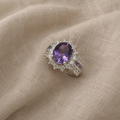 Ametyst skumringskrone ring | hvitt gull