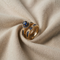 Viktoria gull safir-ringsett
