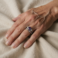 Lilla krone ringsett hvitt gull blank finish