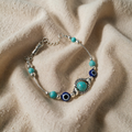 Aqua antikk sølv turkis armbånd