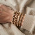 Gullfarget tykt kubisk zirkonia justerbart armbåndsett
