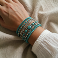 Turkisfarget smykkesett i boho-stil